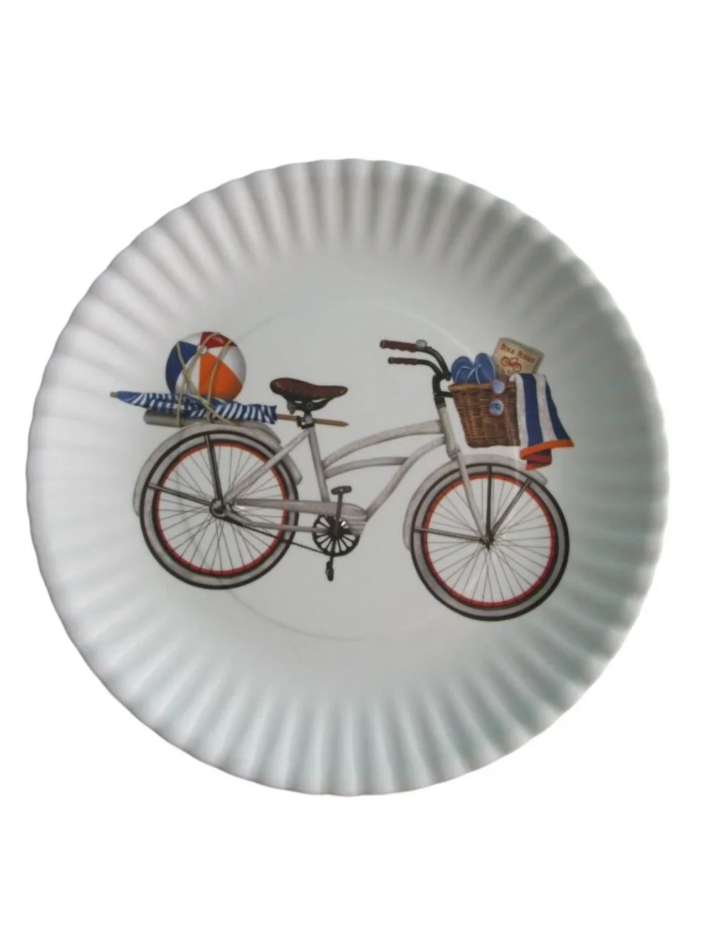 Vintage Bicycle Melamine Faux Paper Plates One Hundred 80 Degrees New Picnic